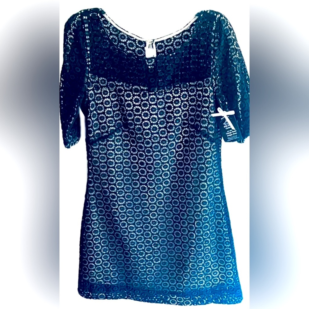 Lilly Pulitzer Dress 6 Ladies  Black lace over white Cocktail Wedding  Cruise